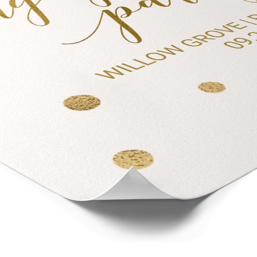 Gold Polka Dots Engagement Party Welkom Poster (Hoek)