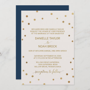 Gold Polka Dots Formal Wedding Kaart