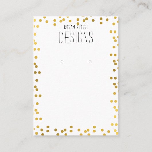 Gold Polka Dots Glitter Earling Display Card Visitekaartje (Voorkant)