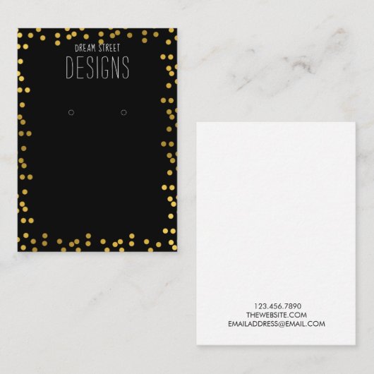 Gold Polka Dots Glitter Earling Display Card Visitekaartje (Voorkant / Achterkant)