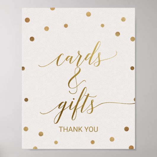 Gold Polka Dots Kaarten en Gifts Sign Poster (Voorkant)