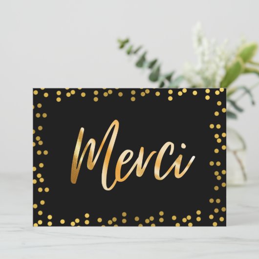 Gold Polka Dots Merci Custom Bedankt kaarten (Staand voorkant)