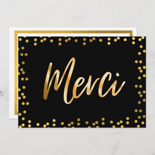 Gold Polka Dots Merci Custom Bedankt kaarten (Voorkant / Achterkant)