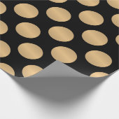 Gold Polka Dots on Black Cadeaupapier (Hoek)