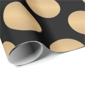 Gold Polka Dots on Black Cadeaupapier (Rol Hoek)