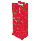 Gold Polka Dots on Red Modern Text Trendy Wijn Cadeautas (Achterkant Gekanteld)