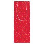 Gold Polka Dots on Red Modern Text Trendy Wijn Cadeautas (Achterkant)