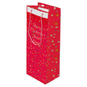 Gold Polka Dots on Red Modern Text Trendy Wijn Cadeautas (Voorkant Gekanteld)