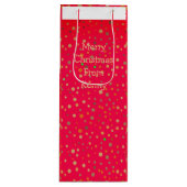 Gold Polka Dots on Red Modern Text Trendy Wijn Cadeautas (Voorkant)