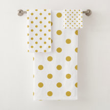 Gold Polka Dots on White