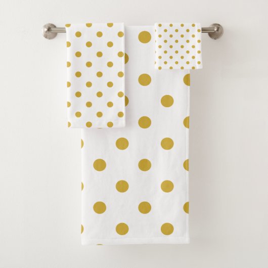 Gold Polka Dots on White Bad Handdoek (Insitu)