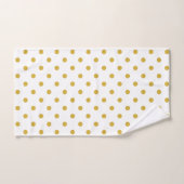 Gold Polka Dots on White Bad Handdoek (Handdoek)