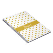 Gold Polka Dots on White Chic Personal Name Notitieboek (Rechterzijde)