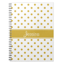 Gold Polka Dots on White Chic Personal Name