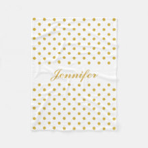 Gold Polka Dots on White Personal Name