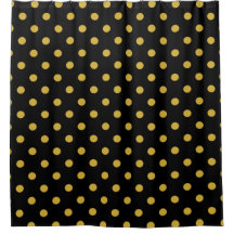 Gold Polka Dots op Black Shower Curtain