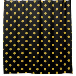 Gold Polka Dots op Black Shower Curtain Douchegordijn