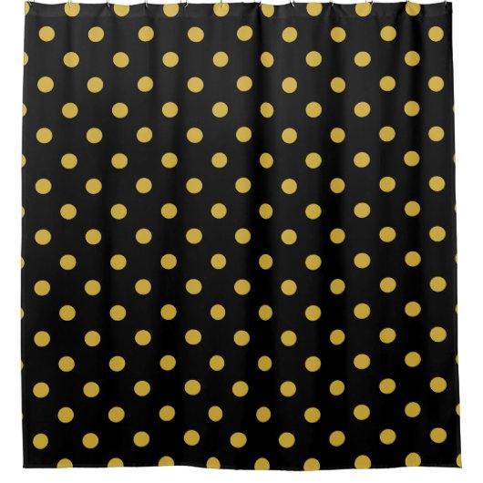 Gold Polka Dots op Black Shower Curtain Douchegordijn (Voorkant)