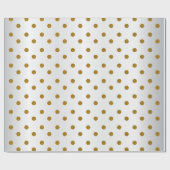 Gold Polka Dots op White Satin Cadeaupapier (Vlak)