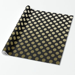 Gold Polka Dots op zwart omslagpapier Cadeaupapier
