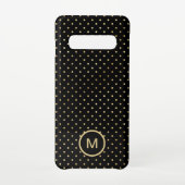 Gold Polka Dots Patroon Monogram Initiaal Zwart Samsung Galaxy Hoesje (Achterkant)
