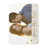 Gold Polka Dots Save the Date Photo Magneet (Verticaal)