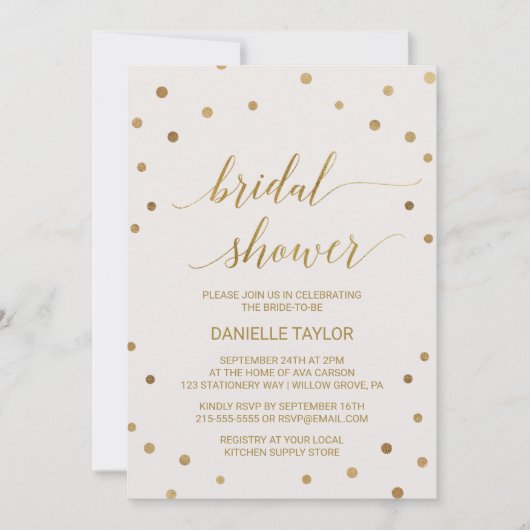 Gold Polka Dots Vrijgezellenfeest Kaart (Voorkant)