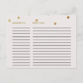 Gold Polka Dots Vrijgezellenfeest Recipe Kaarten (Achterkant)