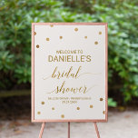 Gold Polka Dots Vrijgezellenfeest Welkom Poster<br><div class="desc">Dit gouden polka vrijgezellenfeest welkomstposter is perfect voor een elegante trouwdouche. Het eenvoudige ontwerp is voorzien van een goudbekentenis op een roomvormig champagne-achtergrond met een mooie faux gouden folie-kalligrafie. Pas het poster met de naam van de bruid-aan-moet, en de datum en de plaats van het vrijgezellenfeest aan. Opmerking: dit ontwerp...</div>