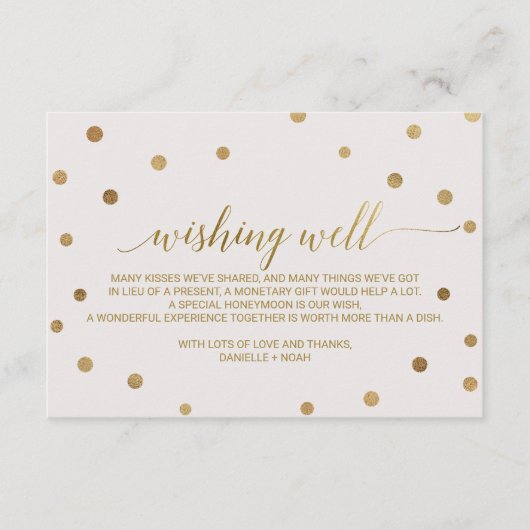 Gold Polka Dots Weddenschap Informatiekaartje (Voorkant)