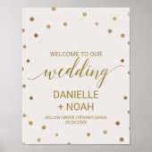 Gold Polka Dots Weddenschap Welkom Poster (Voorkant)