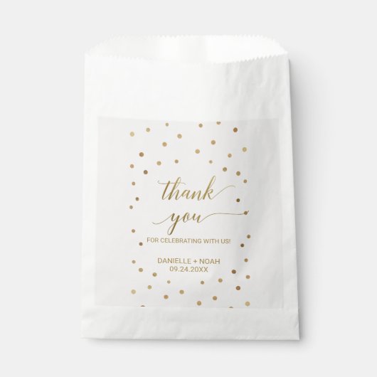 Gold Polka Dots Wedding Favor Bags Bedankzakje (Voorkant)