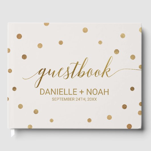 Gold Polka Dots Wedding Gastenboek (Voorkant)