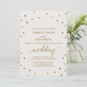 Gold Polka Dots Wedding Kaart (Staand voorkant)
