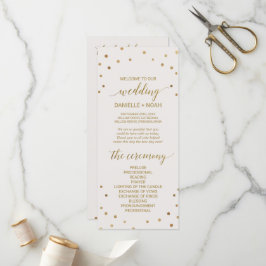 Gold Polka Dots Wedding Program Programmakaart