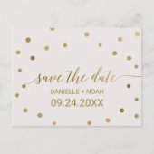 Gold Polka Dots Wedding Save the Date Aankondigingskaart (Voorkant)