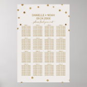 Gold Polka Dots Wedding Seating Chart Poster (Voorkant)