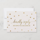 Gold Polka Dots Wedding Website RSVP Kaart (Voorkant)