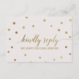 Gold Polka Dots Wedding Website RSVP Kaart