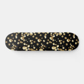 Gold polka-puntjes op een zwarte achtergrond persoonlijk skateboard (Horizontaal)