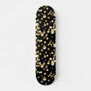 Gold polka-puntjes op een zwarte achtergrond persoonlijk skateboard