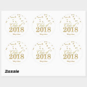 Gold Polka-stippen Glitter Class of 2018 Afstudere Ronde Sticker (Vel)