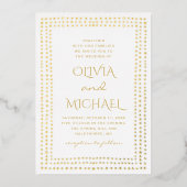 Gold polka stipt bruiloft. Elegant eenvoudige geom Folie Uitnodiging (Voorkant)