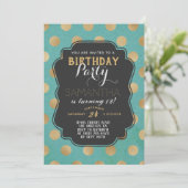 Gold Polkadot Birthday Kaart (Staand voorkant)