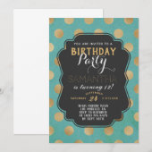 Gold Polkadot Birthday Kaart (Voorkant / Achterkant)