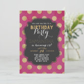 Gold Polkadot Birthday Kaart (Staand voorkant)