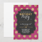 Gold Polkadot Birthday Kaart (Voorkant / Achterkant)