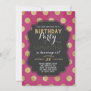 Gold Polkadot Birthday Kaart