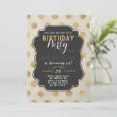 Gold Polkadot Birthday Kaart (Staand voorkant)