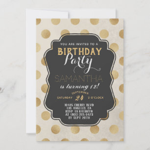 Gold Polkadot Birthday Kaart